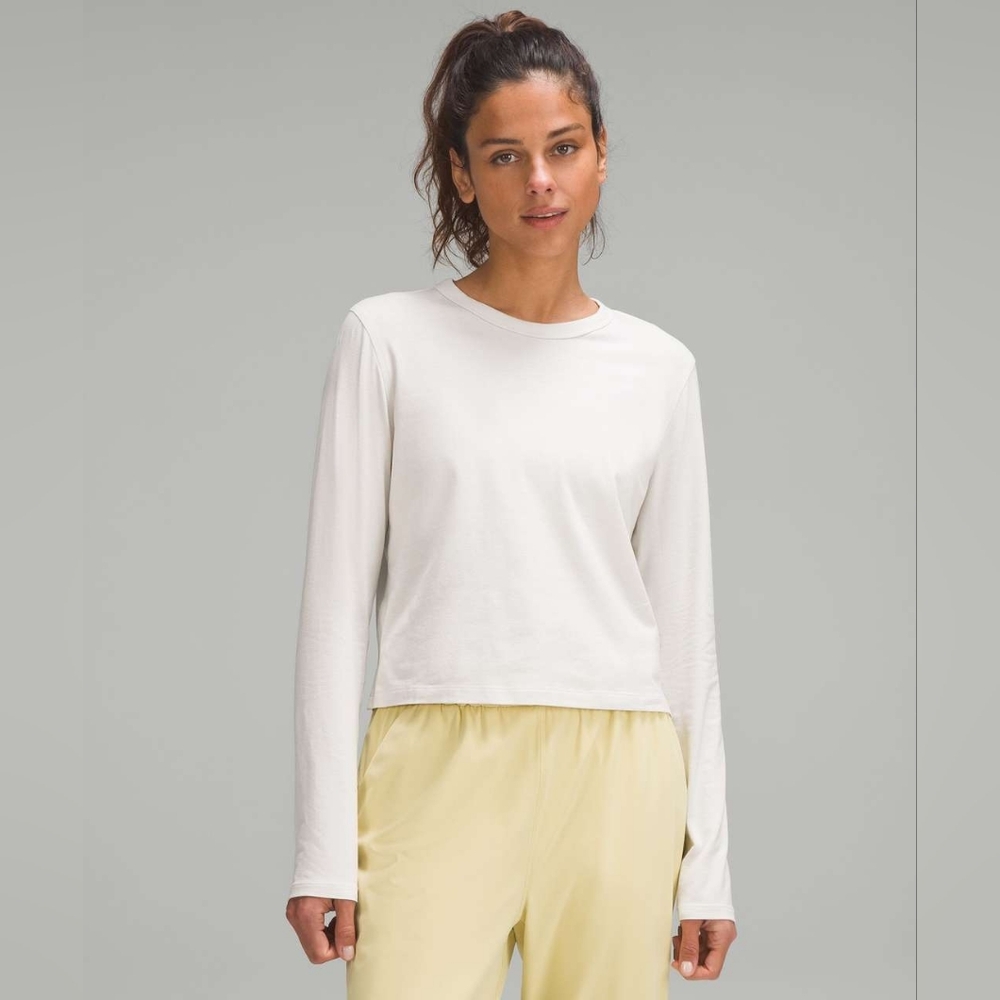 Lululemon Classic-Fit Cotton Blend Long Sleeve Shirt T-Shirt Bone New NWT 12